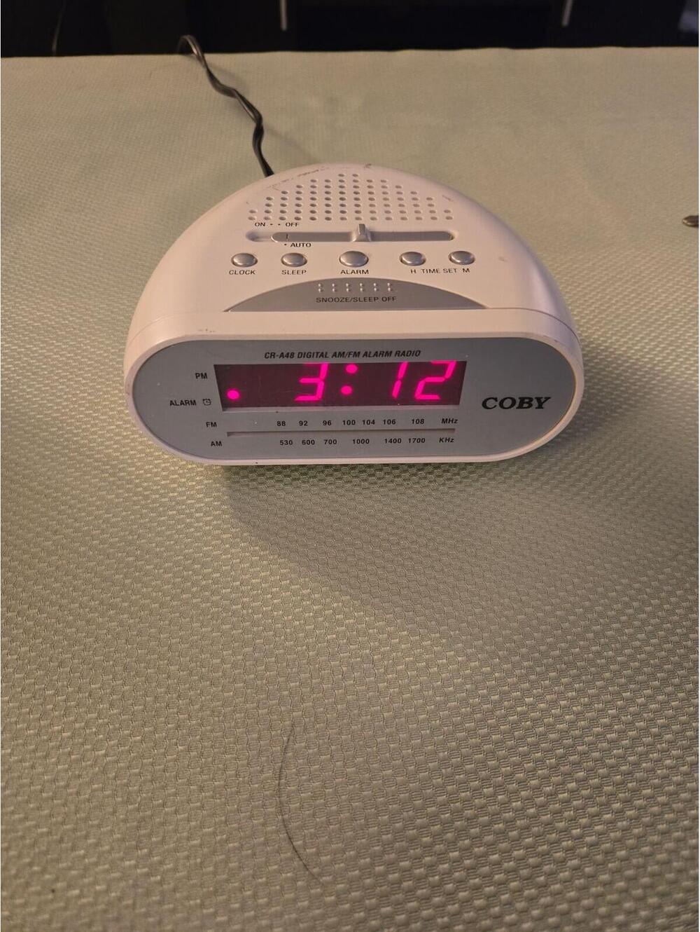 Coby CR-A48 Digital AM/FM Dual Alarm Clock Radio - White with Red LED Display
